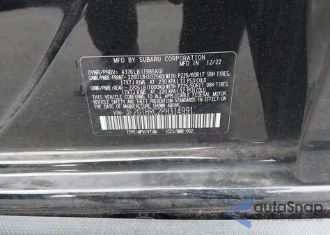 2023 Subaru Crosstrek Sport из США, поврежденный, VIN JF2GTHRC2PH314991